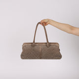 Bottega Veneta Grey Suede Beaded Intrecciato East West Frame Bag