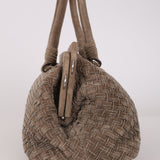 Bottega Veneta Grey Suede Beaded Intrecciato East West Frame Bag
