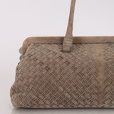 Bottega Veneta Grey Suede Beaded Intrecciato East West Frame Bag