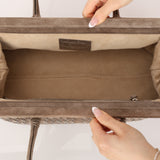 Bottega Veneta Grey Suede Beaded Intrecciato East West Frame Bag