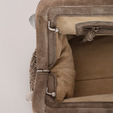 Bottega Veneta Grey Suede Beaded Intrecciato East West Frame Bag