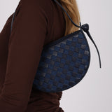 Limited Edition Bottega Veneta Blue Abyss Denim and Leather Intrecciato Mini Sunrise Shoulder Bag