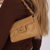 Rare Chanel Mini Rectangular Flap Beige Caviar 2002 24K GP