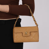 Rare Chanel Mini Rectangular Flap Beige Caviar 2002 24K GP