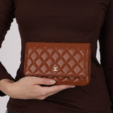 Chanel 2023 Toffee Brown Caviar Wallet on Chain GHW