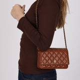Chanel 2023 Toffee Brown Caviar Wallet on Chain GHW