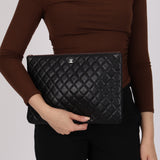 Chanel Large Quilted O-Case Black Lambskin 2012 SHW