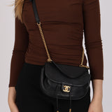 Chanel Half Moon Top Handle Flap Black Calfskin 2018 AGHW