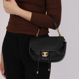 Chanel Half Moon Top Handle Flap Black Calfskin 2018 AGHW