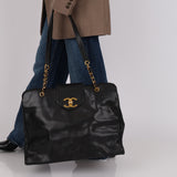 Rare Chanel 1996 Caviar Supermodel Tote Bag 24K GP