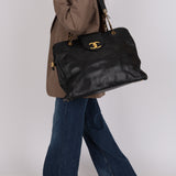 Rare Chanel 1996 Caviar Supermodel Tote Bag 24K GP