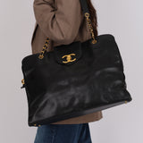 Rare Chanel 1996 Caviar Supermodel Tote Bag 24K GP