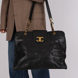 Rare Chanel 1996 Caviar Supermodel Tote Bag 24K GP