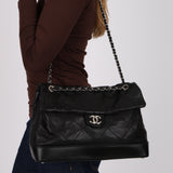 Chanel 2011 Black Calfskin Jumbo Flap Bag