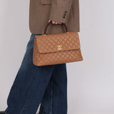 Limited Edition Chanel 2018 Medium Caviar Lizard Coco Handle Bag