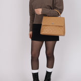 Chanel 2001 Caviar Beige Kelly Top Handle Bag SHW