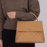 Chanel 2001 Caviar Beige Kelly Top Handle Bag SHW