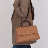 Limited Edition Chanel 2018 Medium Caviar Lizard Coco Handle Bag