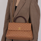 Limited Edition Chanel 2018 Medium Caviar Lizard Coco Handle Bag