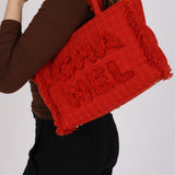 Chanel Medium Giant Logo Shopping Tote Red Tweed 2019 GHW