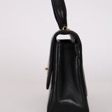 Chanel 2000s Black Lambskin Chevron Top Handle Flap 24K GP