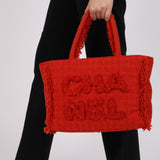 Chanel Medium Giant Logo Shopping Tote Red Tweed 2019 GHW