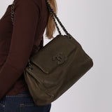 Chanel 2012 Olive Lambskin Hamptons CC Accordion Flap Bag