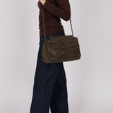 Chanel 2012 Olive Lambskin Hamptons CC Accordion Flap Bag