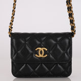 Chanel 2022 Caviar Twist Your Buttons Cardholder on Chain