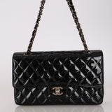 Chanel 2012 Patent Medium Classic Double Flap Matte SHW