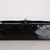 Chanel 2012 Patent Medium Classic Double Flap Matte SHW