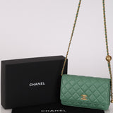 Chanel 2023 Seafoam Lambskin Pearl Crush Wallet on Chain