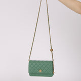 Chanel 2023 Seafoam Lambskin Pearl Crush Wallet on Chain
