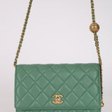 Chanel 2023 Seafoam Lambskin Pearl Crush Wallet on Chain