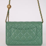 Chanel 2023 Seafoam Lambskin Pearl Crush Wallet on Chain