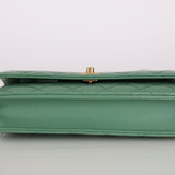 Chanel 2023 Seafoam Lambskin Pearl Crush Wallet on Chain
