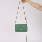 Chanel 2023 Seafoam Lambskin Pearl Crush Wallet on Chain