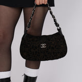 Chanel 2004 Suede Camellia Olsen Shoulder Bag