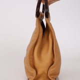 Chanel 2003 Beige Calfskin Wood Top Handle Bag