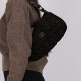 Chanel 2004 Suede Camellia Olsen Shoulder Bag