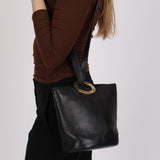Celine Gold Ring Bucket Bag Black Calfskin 1990s