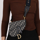 Dior Navy Oblique Saddle Belt Bag with Guitar Strap 2019