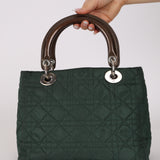 Christian Dior 2000 Deep Green Nylon Medium Lady Dior