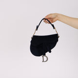 Dior 2020 Deep Navy Velvet Crystal Embellished Mini Saddle
