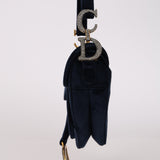 Dior 2020 Deep Navy Velvet Crystal Embellished Mini Saddle
