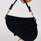 Dior 2020 Deep Navy Velvet Crystal Embellished Mini Saddle
