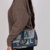 Rare Chanel 2014 Denim Patchwork Medium Single Flap Bag