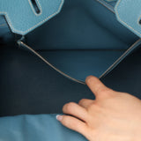 Hermès 2007 Bleu Jean Clemence Birkin 35 Retourne PHW