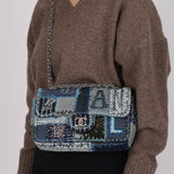 Rare Chanel 2014 Denim Patchwork Medium Single Flap Bag