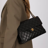 Rare Chanel 1996 Lambskin Medium Double Sided Single Flap Bag 24K GP